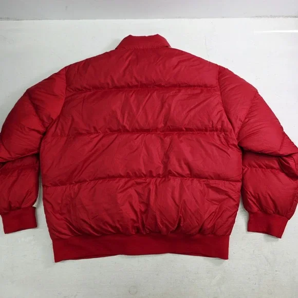 Vintage Polo Ralph Lauren Red White Stripe Down Puffer Jacket Coat Men's XL EUC